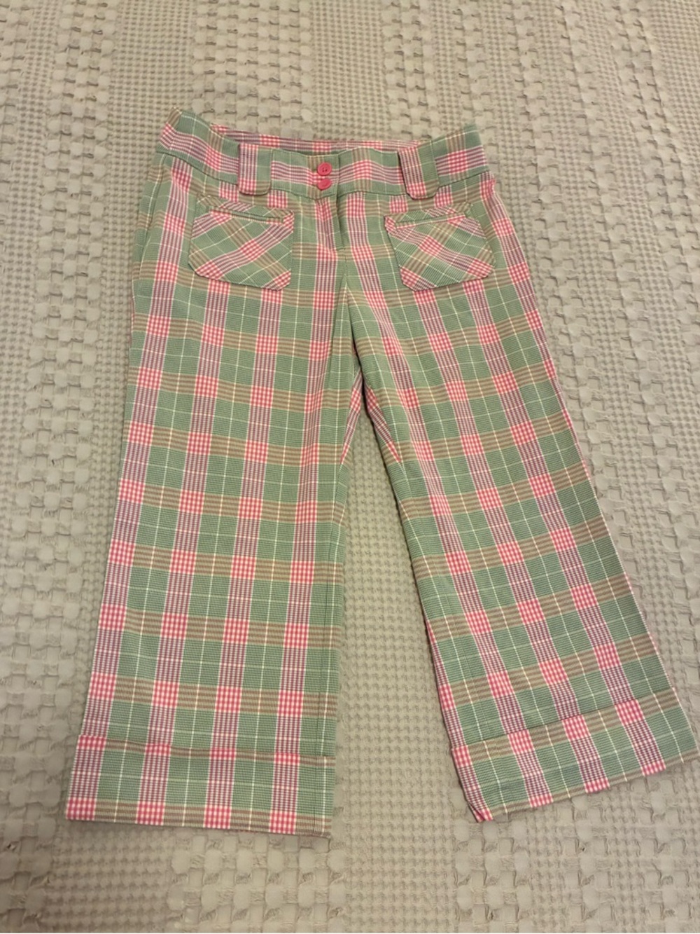 LOFT Pink & Green Plaid Vintage Capris